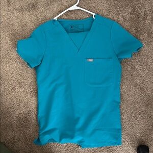 Figs Teal Catarina XS Scrub Top